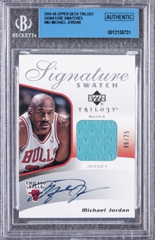 2005-06 UD Trilogy Signature Swatches #SSA-MJ Michael Jordan Signed NBA All-Star Game Used Jersey Patch Card (#06/25) – BGS Authentic